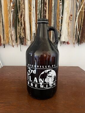 3rd Planet Brewing Amber jug- Niceville, FL- glass 64 ounces